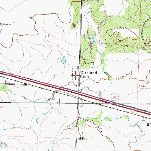 Topographic Map of Kirkland Cemetery, TX