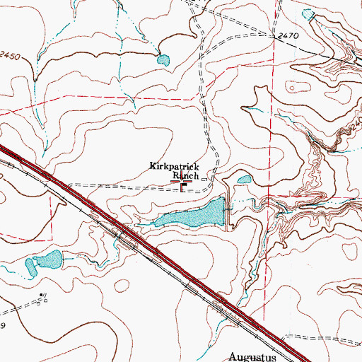 Topographic Map of Kirkpatrick Ranch, TX
