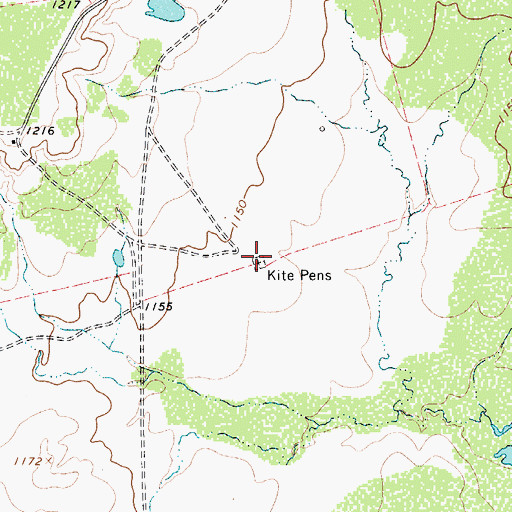 Topographic Map of Kite Pens, TX