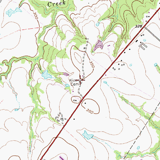 Topographic Map of Kizer Cemetery, TX