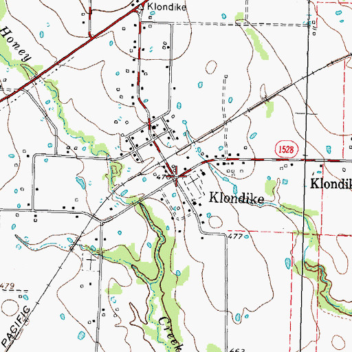 Topographic Map of Klondike, TX