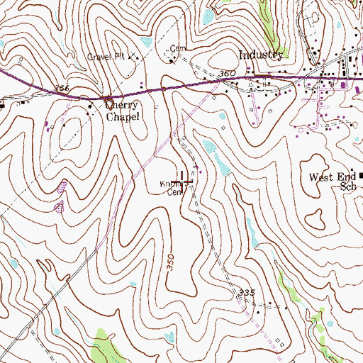 Topographic Map of Knolle Cemetery, TX