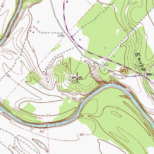 Topographic Map of Knopp Cemetery, TX
