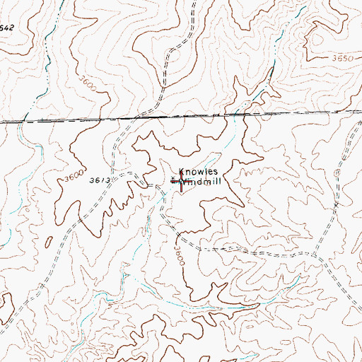 Topographic Map of Knowles Windmill, TX