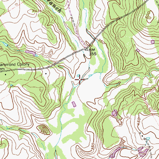 Topographic Map of Knox Branch, TX