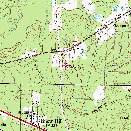 Topographic Map of Knox Cemetery, TX