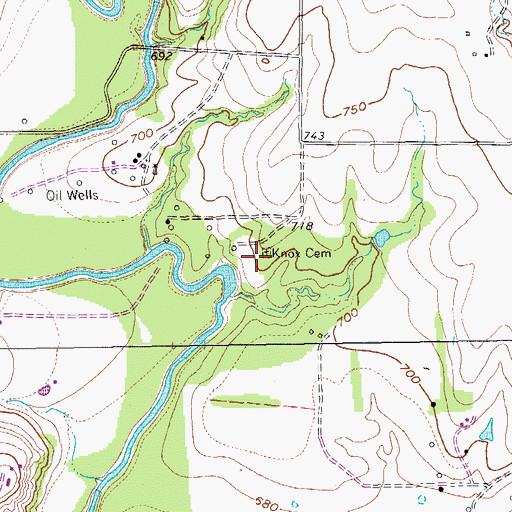 Topographic Map of Knox Cemetery, TX