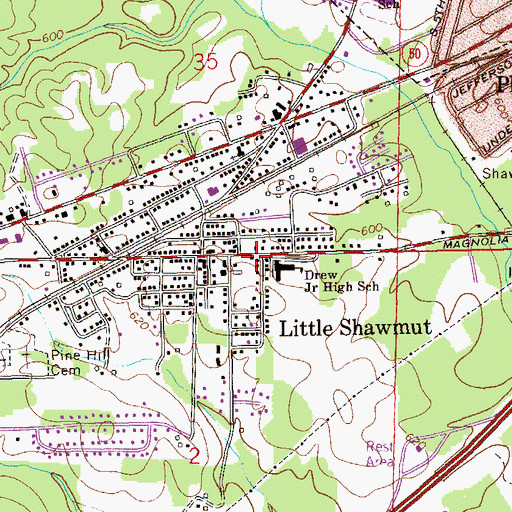 Topographic Map of Mount Pleasant Spiritual Church, AL