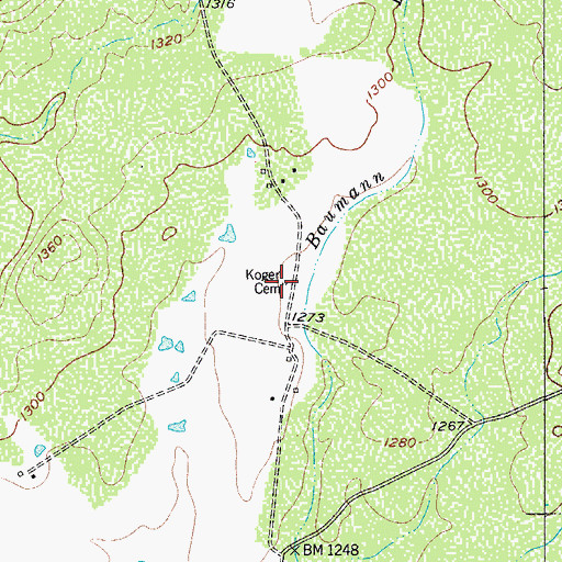 Topographic Map of Koger Cemetery, TX