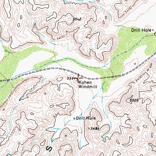 Topographic Map of Kohen Windmill, TX
