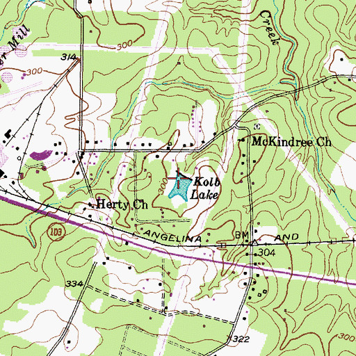 Topographic Map of Kolb Lake, TX