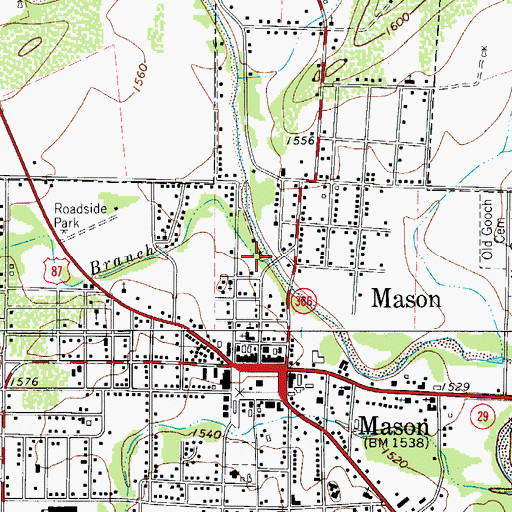 Topographic Map of Koocks Branch, TX