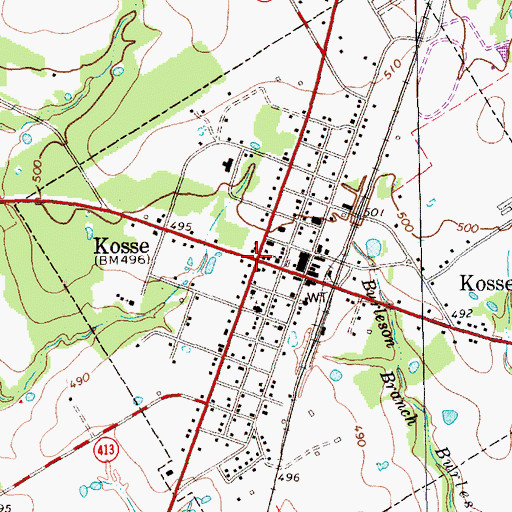 Topographic Map of Kosse, TX