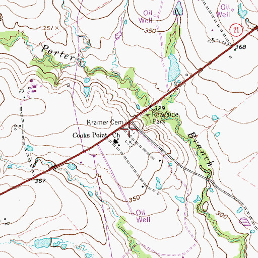 Topographic Map of Kramer Cemetery, TX