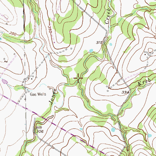 Topographic Map of Kreb Branch, TX