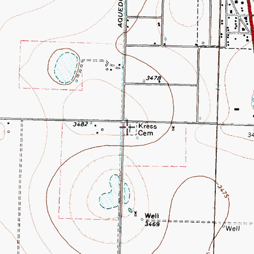 Topographic Map of Kress Cemetery, TX
