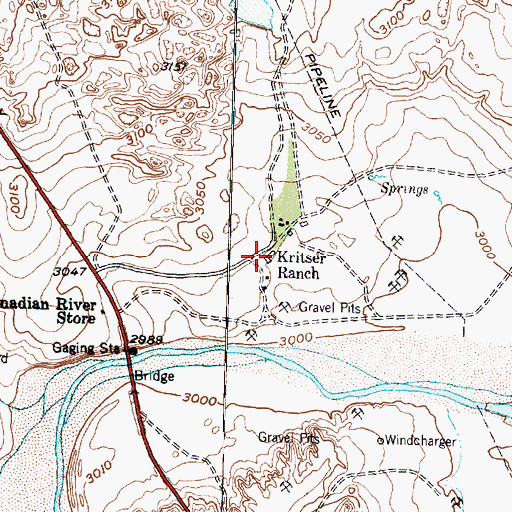 Topographic Map of Kritser Ranch, TX