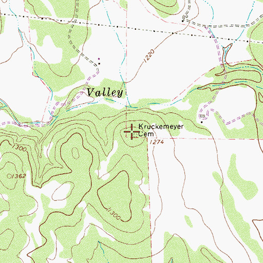 Topographic Map of Kruckenmeier Cemetery, TX