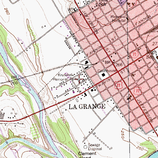 Topographic Map of Kruschel Memorial Park, TX