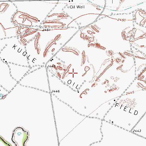 Topographic Map of Kugle Oil Field, TX