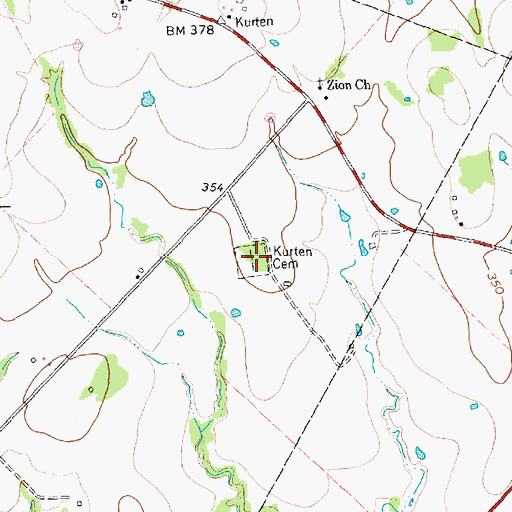 Topographic Map of Kurten Cemetery, TX