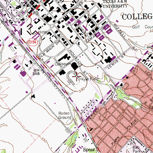 Topographic Map of Kyle Field, TX