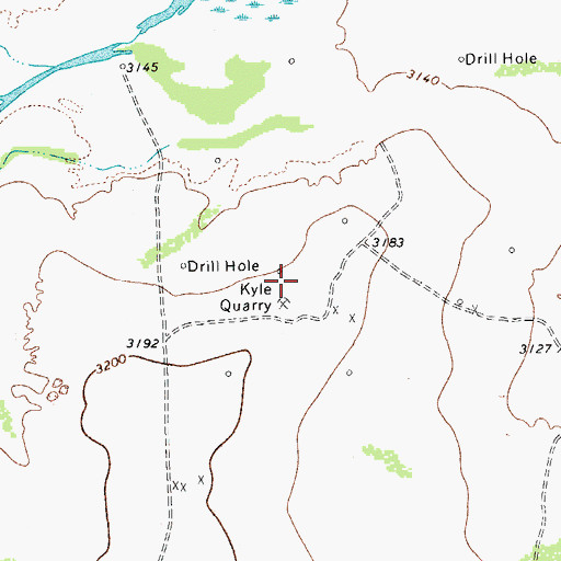 Topographic Map of Kyle Quarry, TX