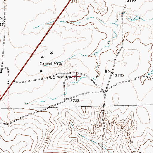 Topographic Map of LS Windmill, TX