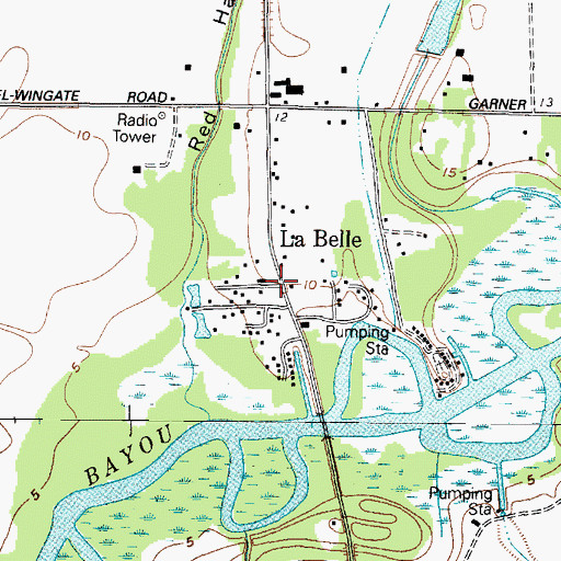 Topographic Map of La Belle, TX