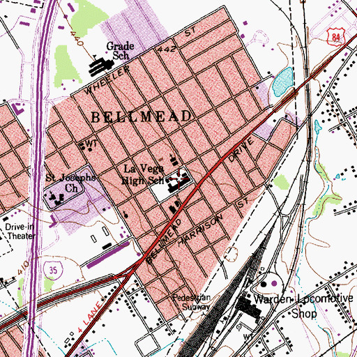 Topographic Map of La Vega High School, TX