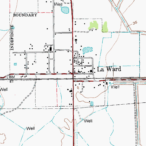 Topographic Map of La Ward, TX