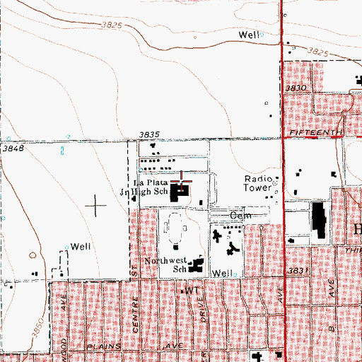 Topographic Map of La Plata Junior High School, TX