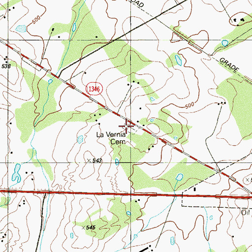 Topographic Map of La Vernia Cemetery, TX