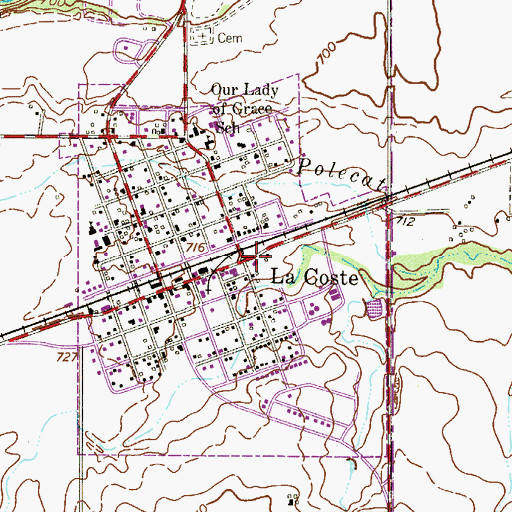 Topographic Map of La Coste, TX