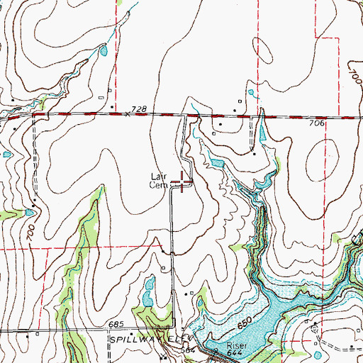 Topographic Map of Lair Cemetery, TX