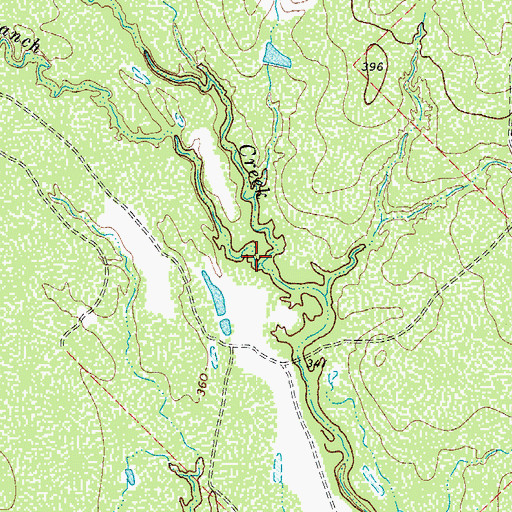 Topographic Map of Lake Branch, TX