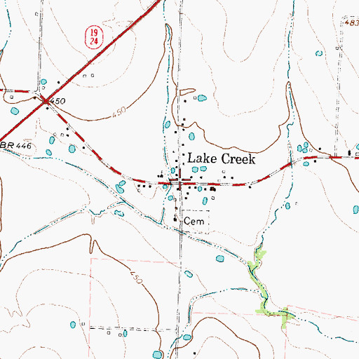 Topographic Map of Lake Creek, TX