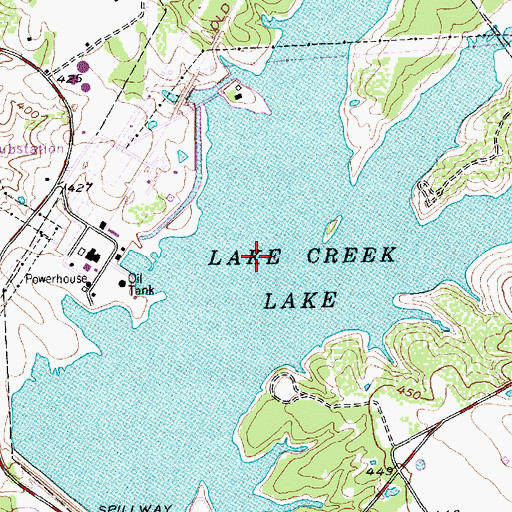 Topographic Map of Lake Creek Lake, TX
