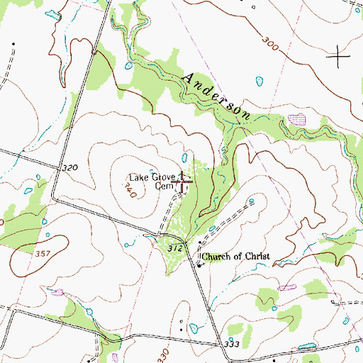 Topographic Map of Lake Grove Cemetery, TX