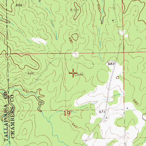 Topographic Map of Sanders Cemetery, AL