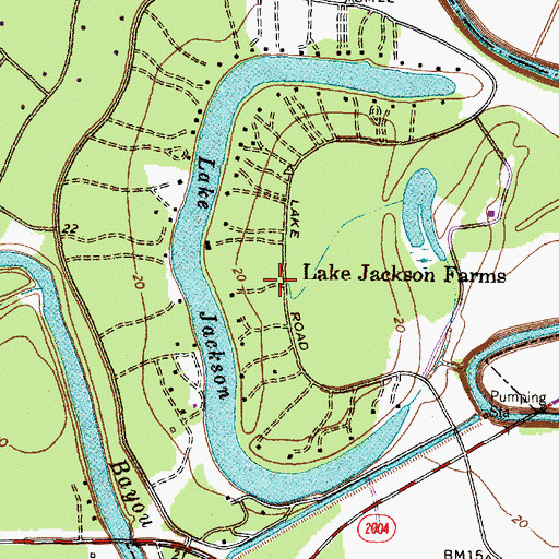 Topographic Map of Lake Jackson Farms, TX