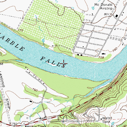 Topographic Map of Lake Marble Falls, TX