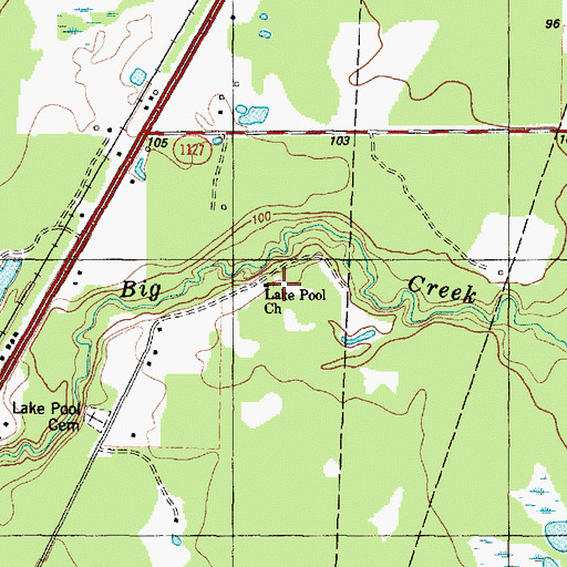 Topographic Map of Lake Pool Church, TX