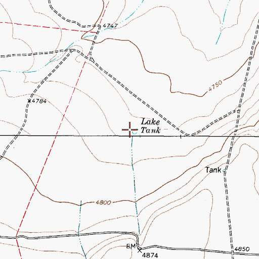 Topographic Map of Lake Tank, TX