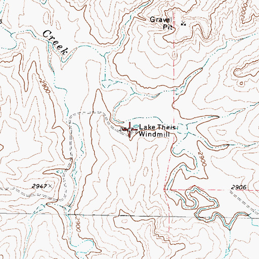 Topographic Map of Lake Theis Windmill, TX