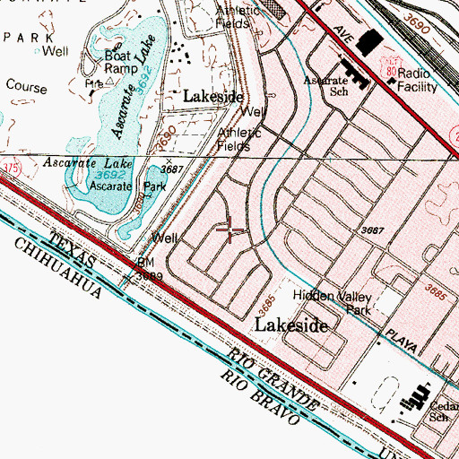 Topographic Map of Lakeside, TX