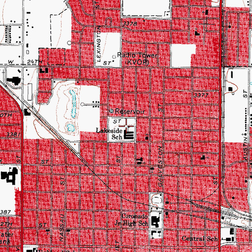 Topographic Map of Lakeside School, TX