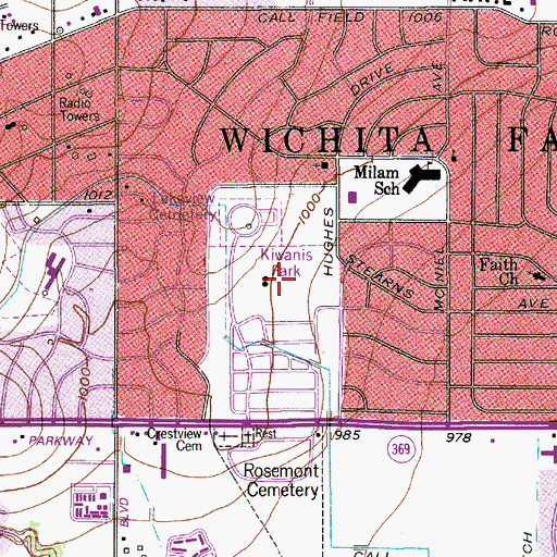 Topographic Map of Lakeview Cemetery, TX