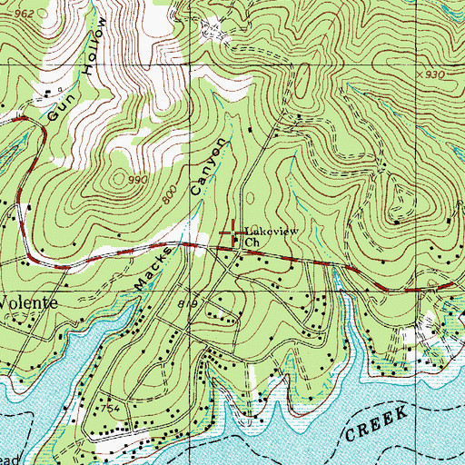 Topographic Map of Lakeview Church, TX