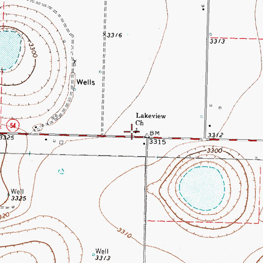 Topographic Map of Lakeview Church, TX